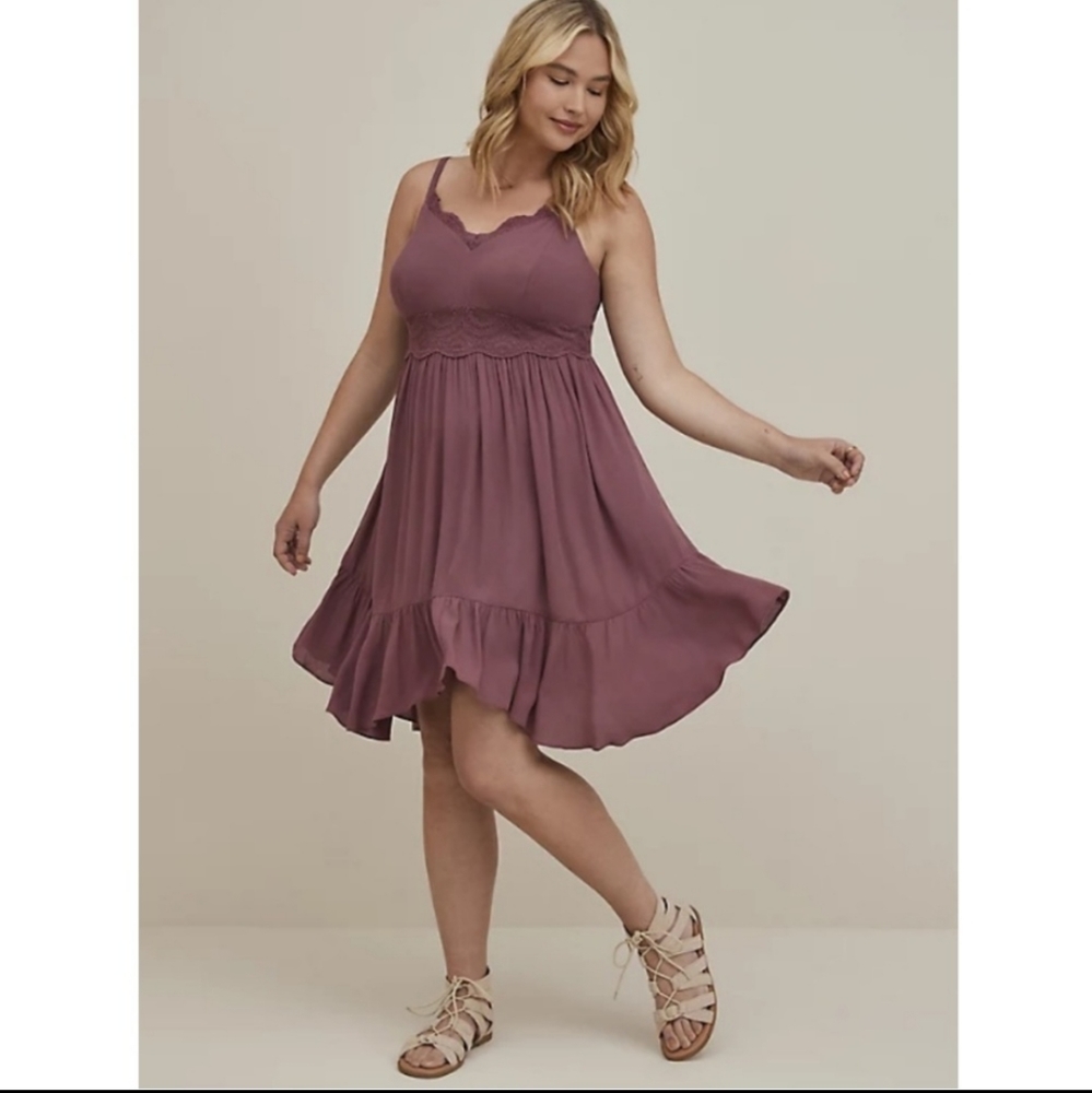 NWT TORRID HANKY HEM MINI DRESS - GAUZE PURPLE
